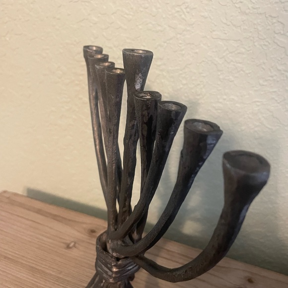 Handcrafted menora. Contemporary. Perfect for mantle. Hanukkah. - Picture 5 of 5